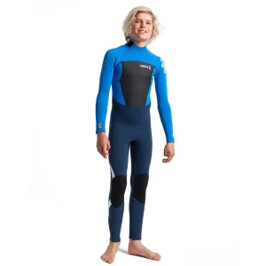 C-Skins Junior Legend 4/3mm Back Zip Wetsuit-Bluestone/Cyan/White