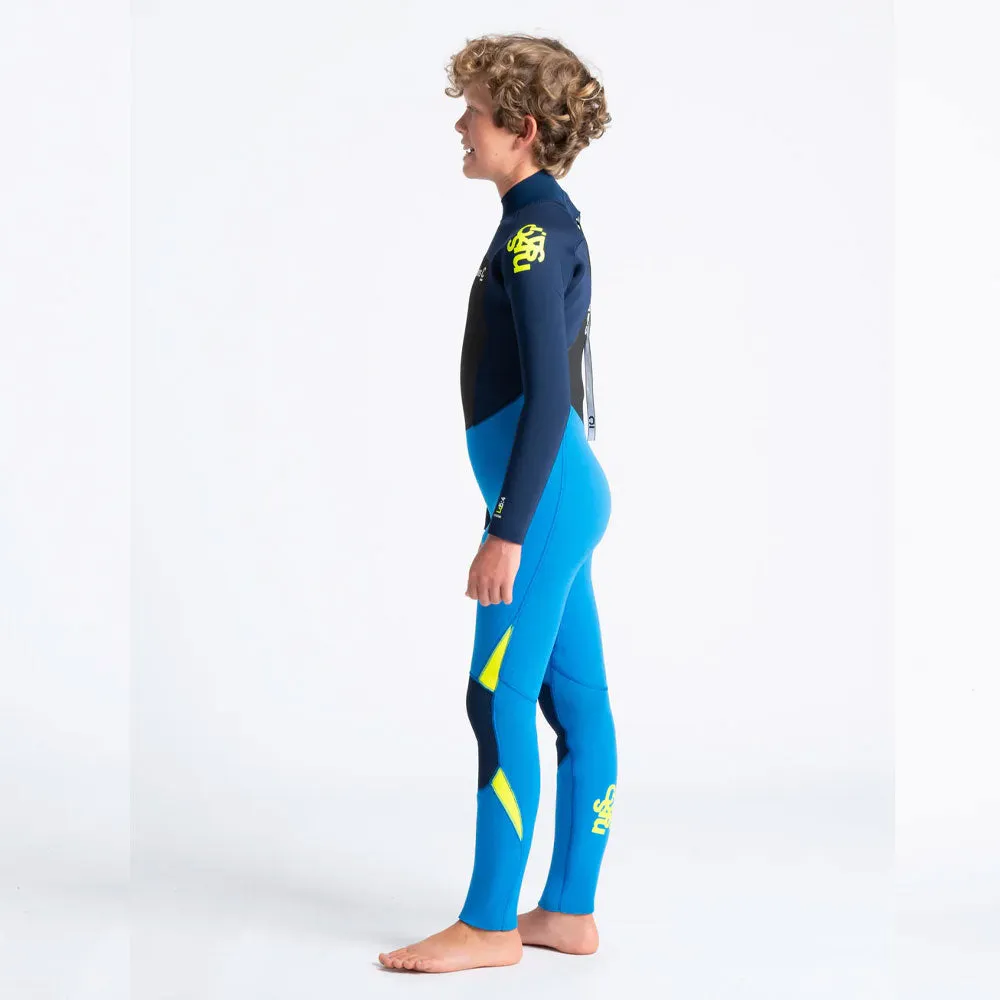 C-Skins Junior Legend 4/3mm Back Zip Wetsuit  - Cyan/Slate/Multi