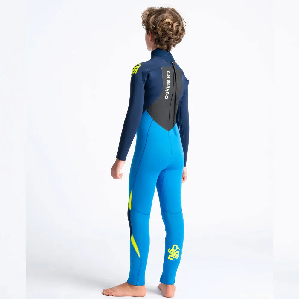 C-Skins Junior Legend 4/3mm Back Zip Wetsuit  - Cyan/Slate/Multi