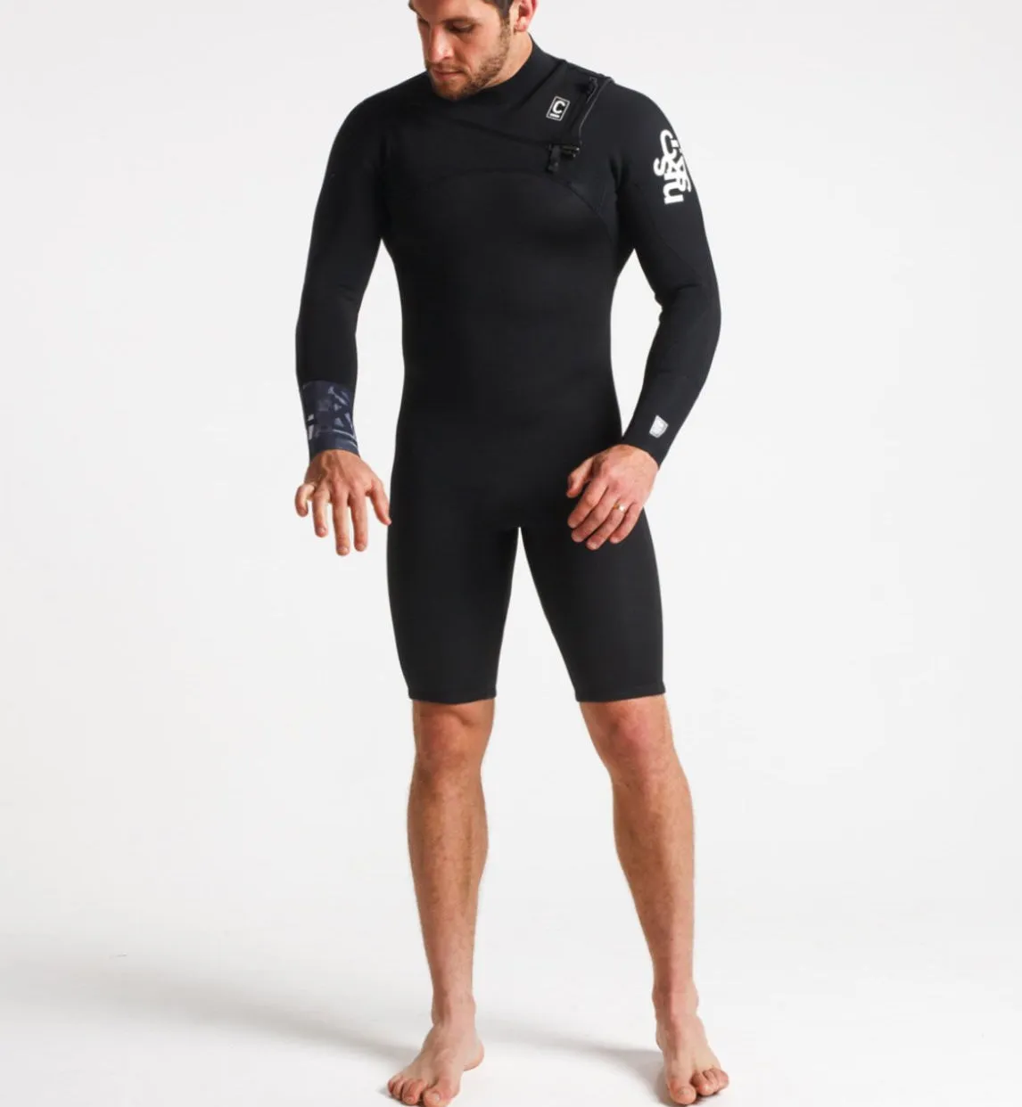 C Skins Session 3/2 CZ Long Sleeved Shortie-Black/C-Ollage/White