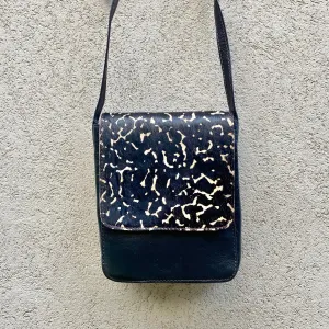 Carolina Cowhide and Leather Crossbody Bag - Black, Tan