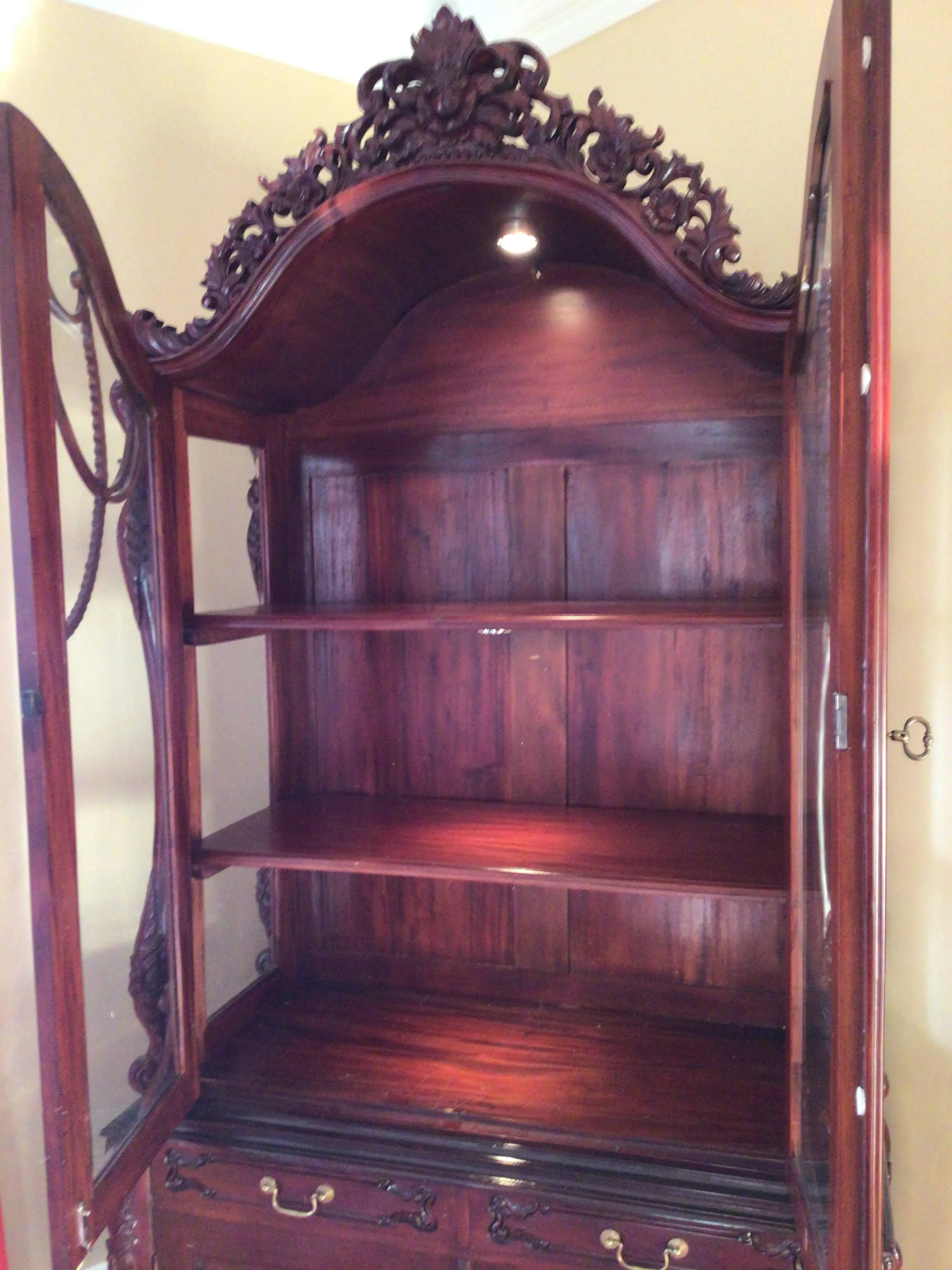 Carved China Hutch Display Cabinet