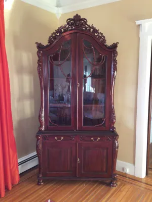 Carved China Hutch Display Cabinet