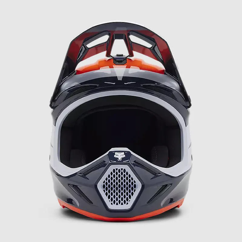 Casco Moto V3 Divider Azul Marino/Naranjo Fox