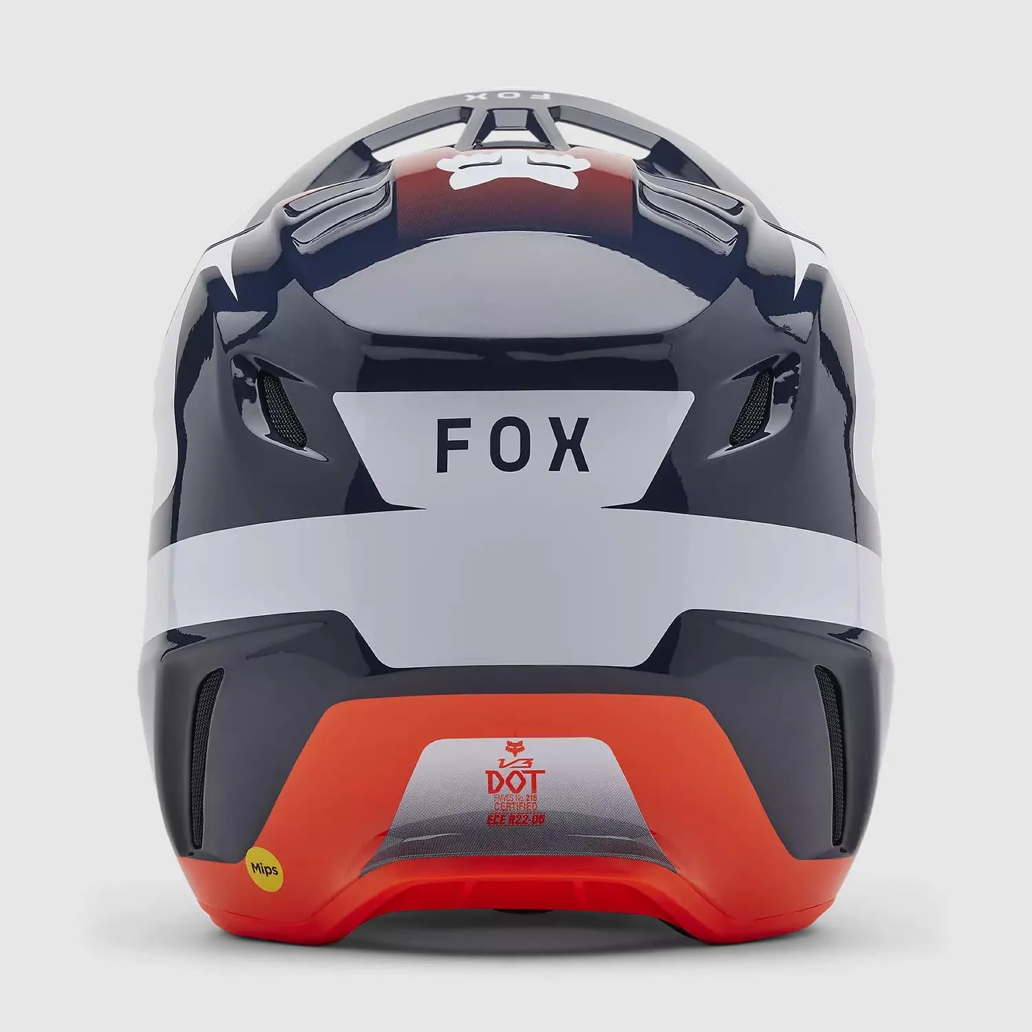 Casco Moto V3 Divider Azul Marino/Naranjo Fox