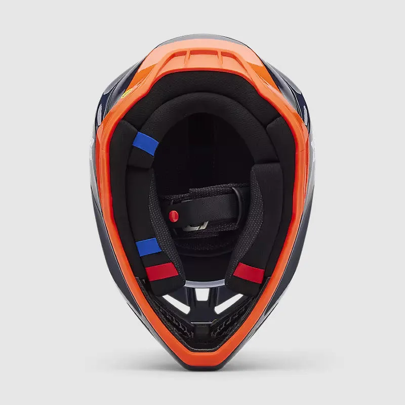 Casco Moto V3 Divider Azul Marino/Naranjo Fox