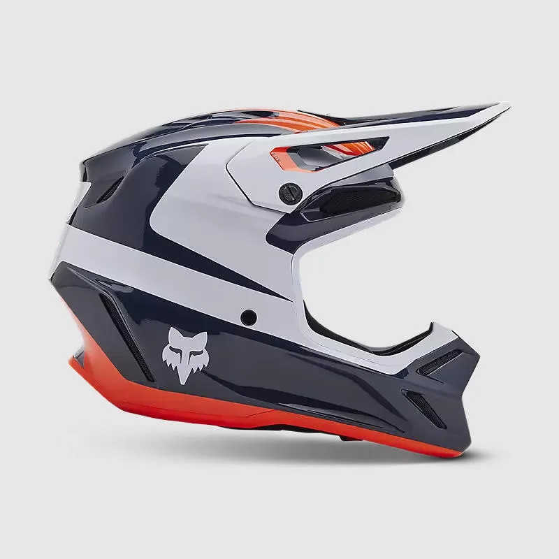 Casco Moto V3 Divider Azul Marino/Naranjo Fox