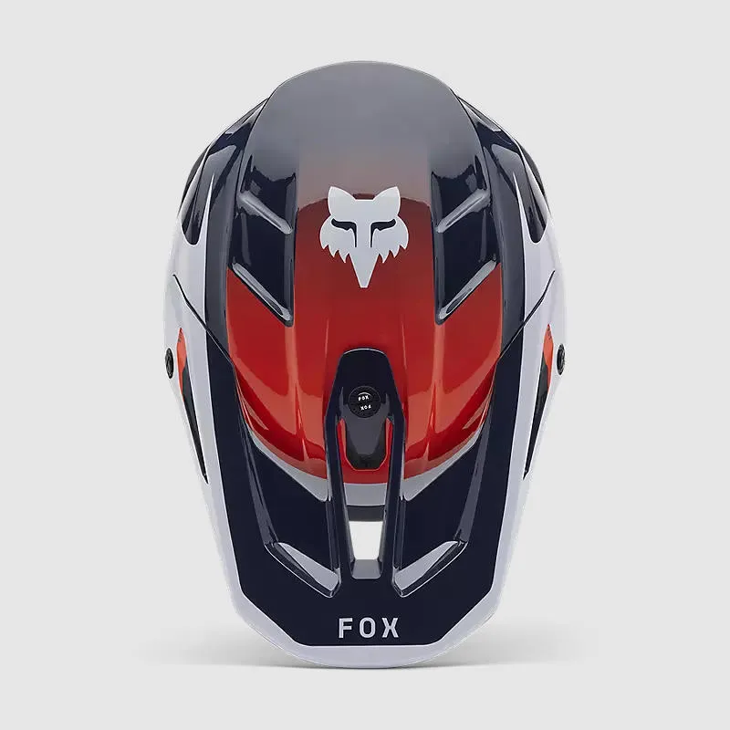 Casco Moto V3 Divider Azul Marino/Naranjo Fox