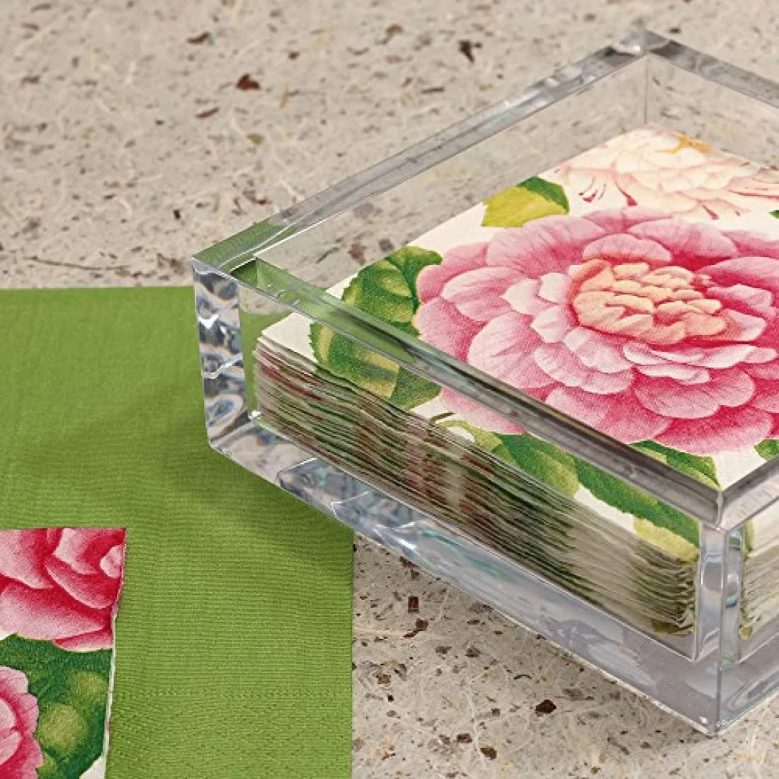 Caspari Napkin Holder, Guest Towel, Clear