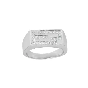 Channel Setting Greek-Key Men's Ring (Silver)