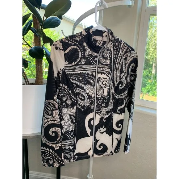 Chico's Zenergy Paisley Jacket Active Zip Size 0/2 US lightweight NWT 7084