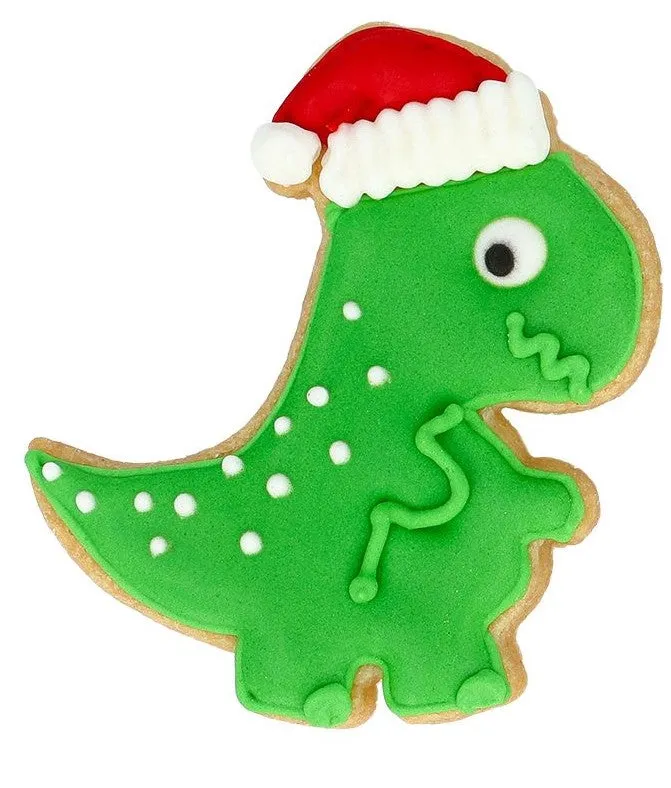 Christmas Dino Cookie Cutter with Embossed Detail
