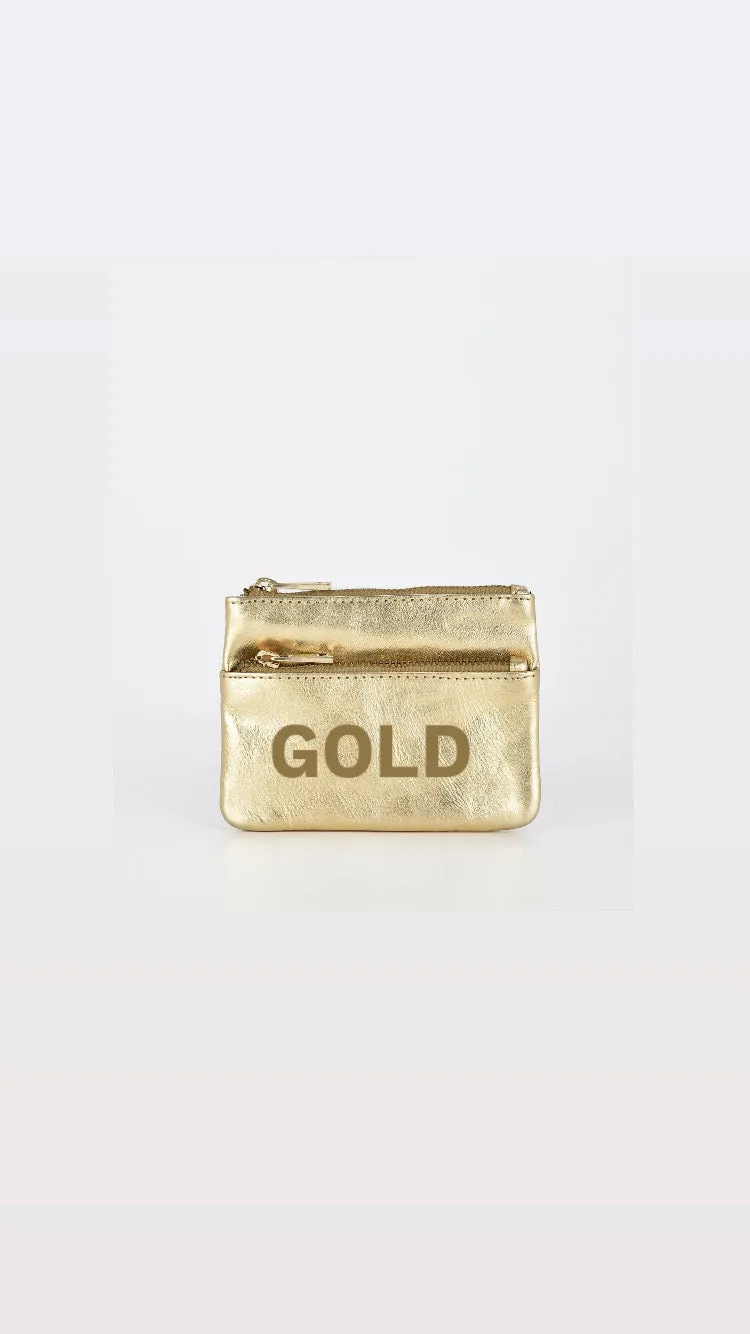 COMET METALLIC LEATHER CARD & COIN PURSE