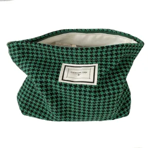 Cosmetic Bags for Women Makeup Bag Large Capacity Purse Travel Toiletries Zipper Storage Pouch Make up Brushes Organizer for Gifts (Houndstooth, Green)