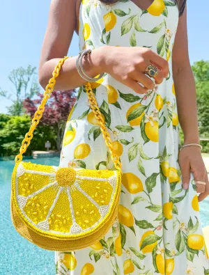 Couture Crescent Lemon Shoulder Bag