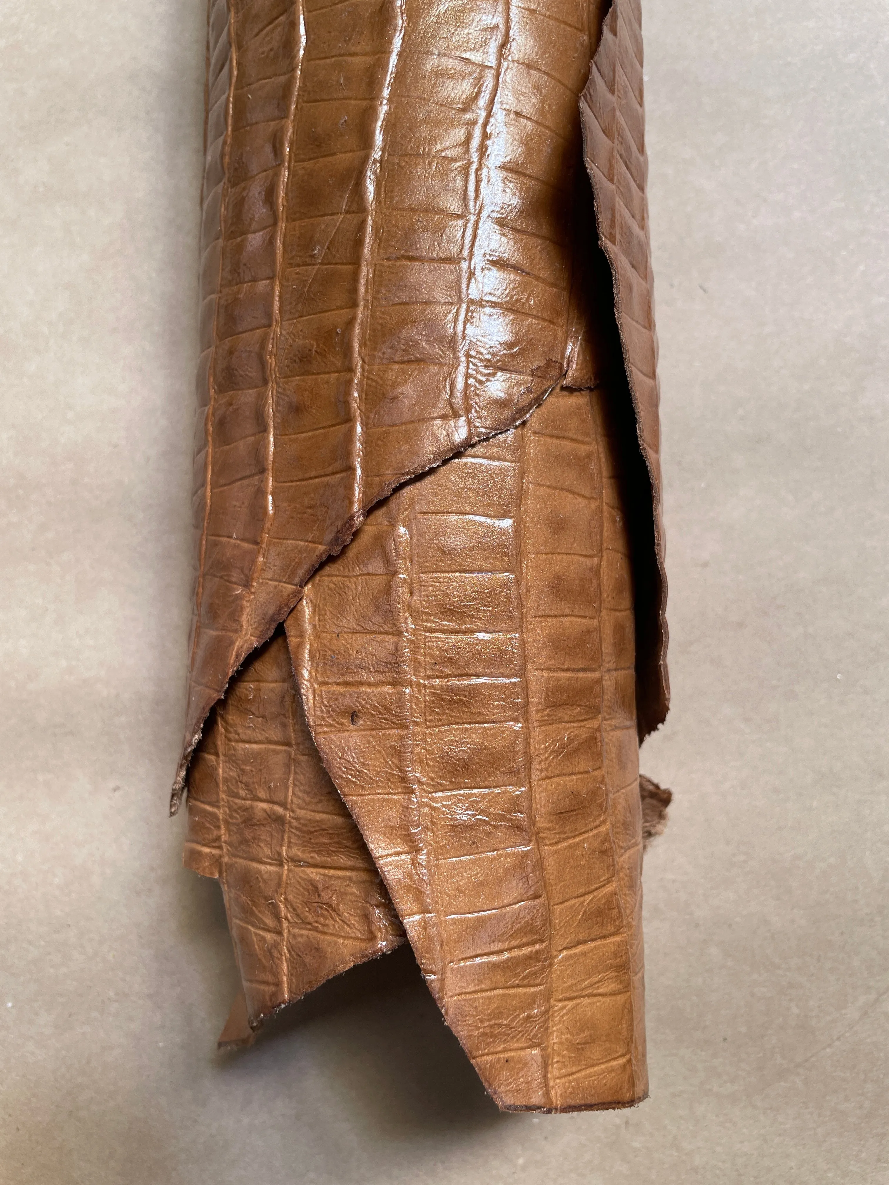 Crocodile Print Goat Skin | Tan | 0.8mm | 8 sq.ft | $70 ea.