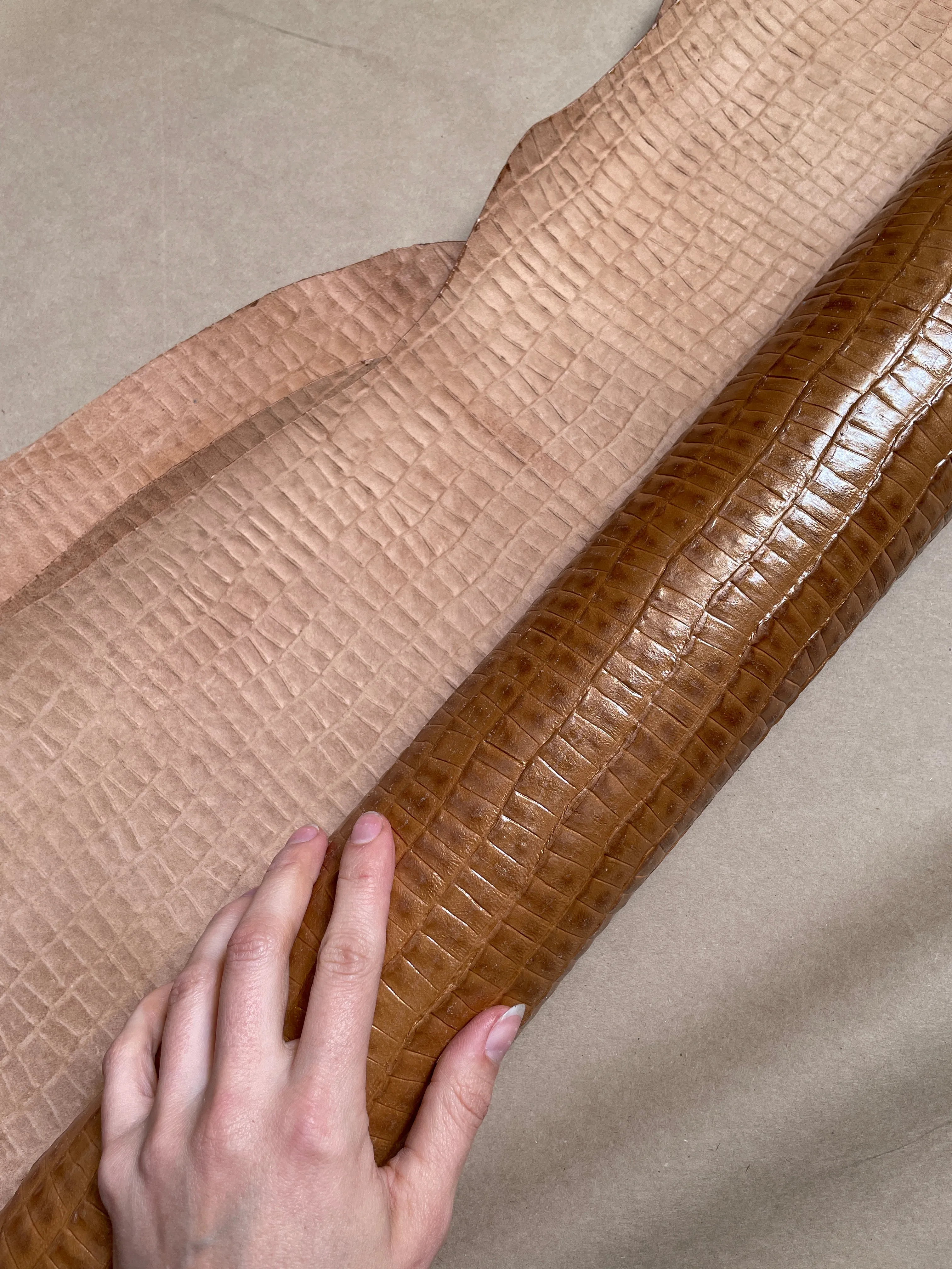 Crocodile Print Goat Skin | Tan | 0.8mm | 8 sq.ft | $70 ea.