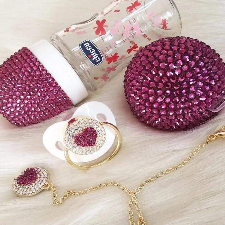 Crystals 4 pieces Pacifier & Clip   Pacifier Box   Bottle Set