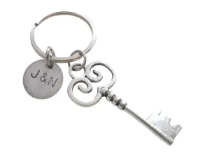 Custom Engraved Key Charm Keychain - You've Got the Key to My Heart; Couples Keychain
