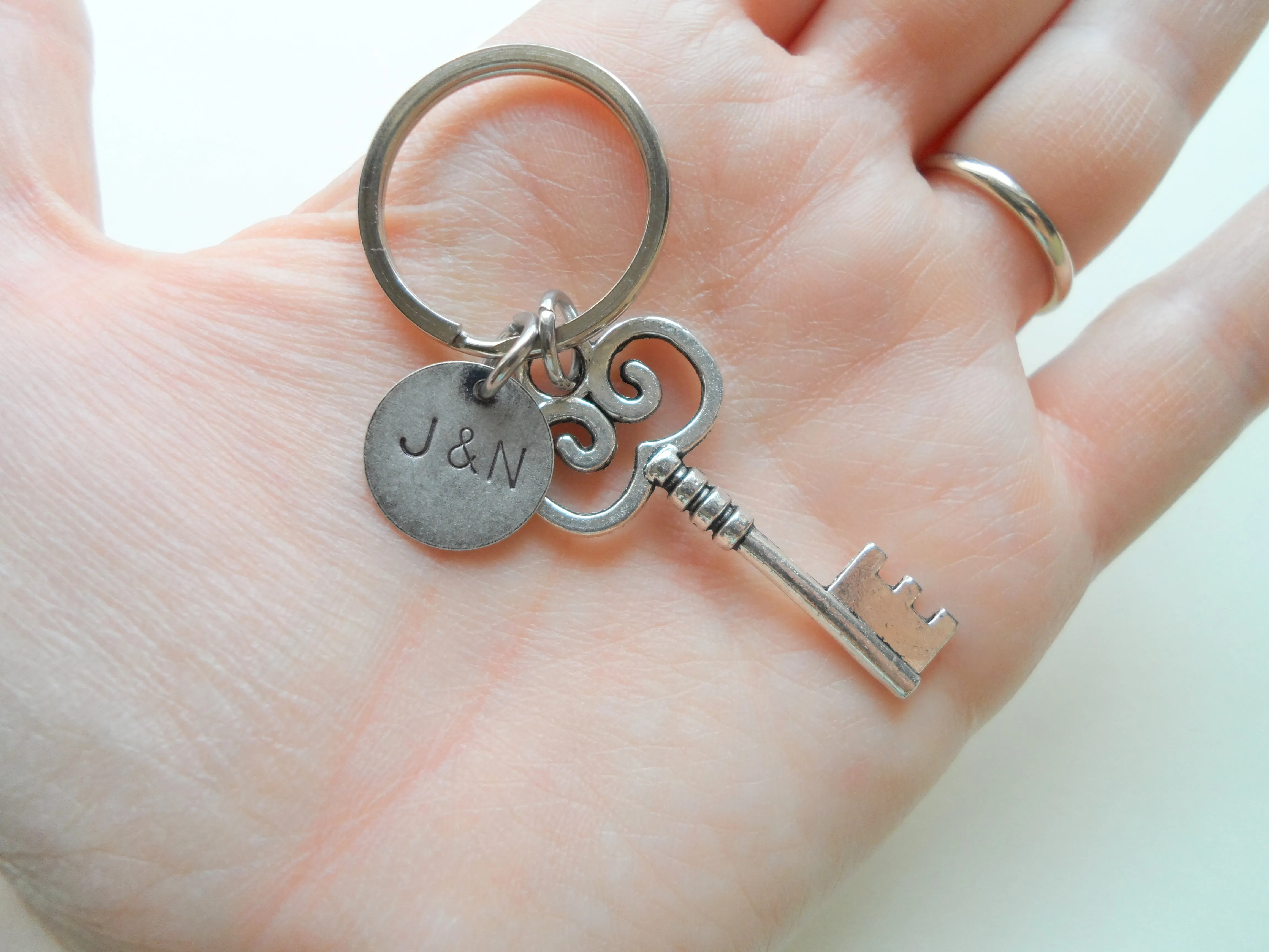 Custom Engraved Key Charm Keychain - You've Got the Key to My Heart; Couples Keychain