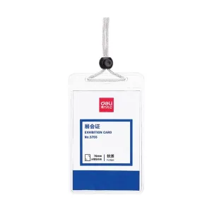 Deli PVC String Name Badge 84 x 126mm Pack of 50 Vertical 5755