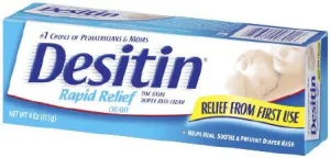 DESITIN Rapid Relief Zinc Oxide Diaper Rash Cream 4 oz (Pack of 12)