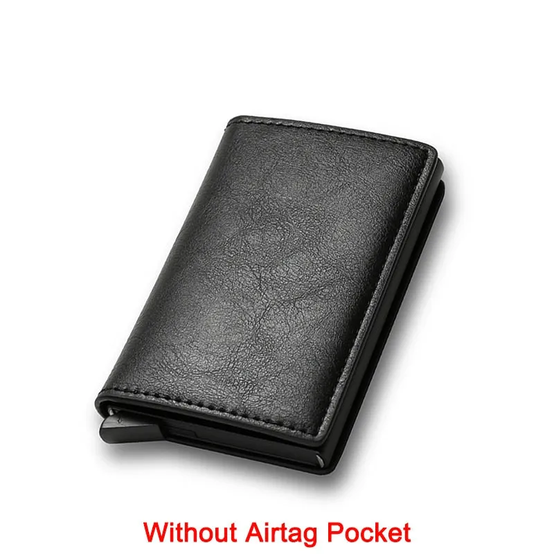 DIENQI Anti Rfid Protection Men Women Credit Card Holder Money Leather Slim Mini Wallet Metal Aluminum Business id Card Case Bag