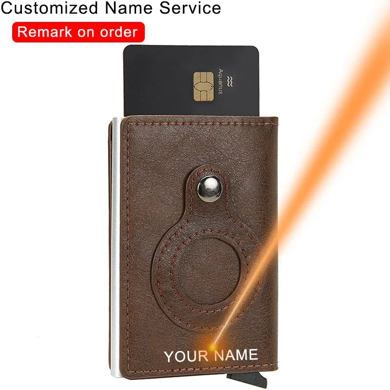 DIENQI Anti Rfid Protection Men Women Credit Card Holder Money Leather Slim Mini Wallet Metal Aluminum Business id Card Case Bag