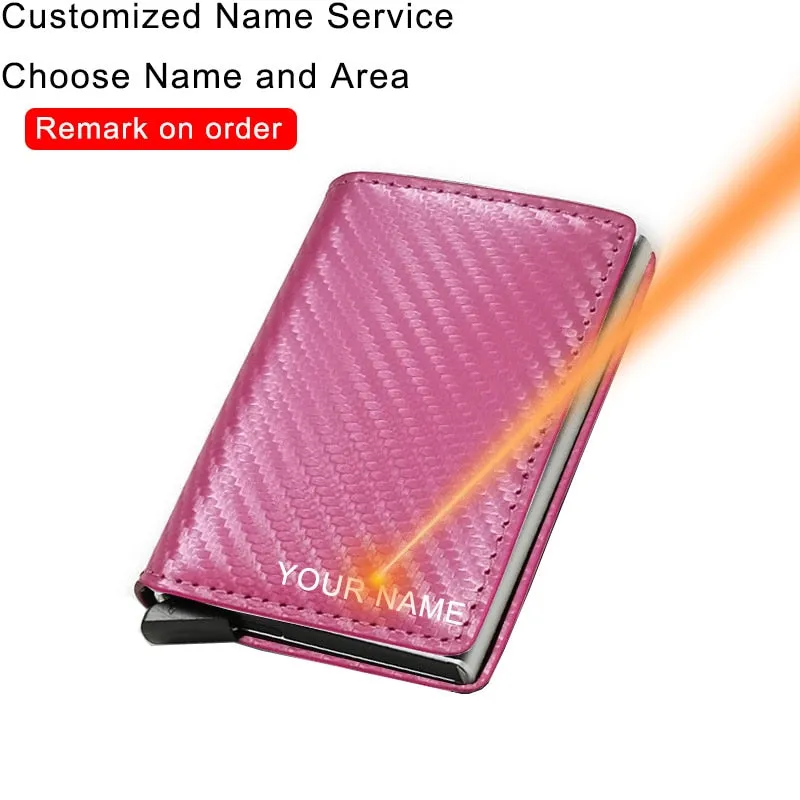 DIENQI Anti Rfid Protection Men Women Credit Card Holder Money Leather Slim Mini Wallet Metal Aluminum Business id Card Case Bag