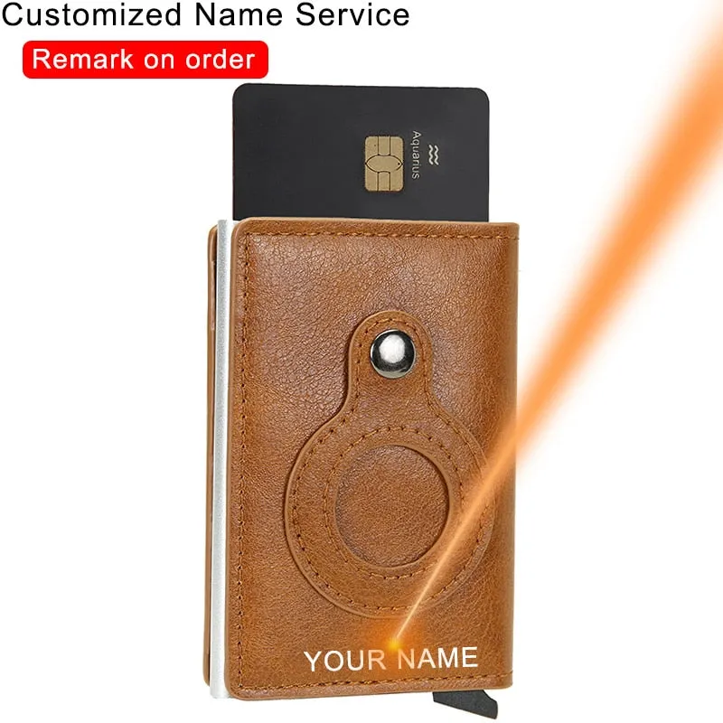 DIENQI Anti Rfid Protection Men Women Credit Card Holder Money Leather Slim Mini Wallet Metal Aluminum Business id Card Case Bag