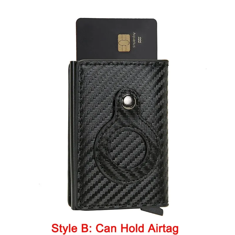DIENQI Anti Rfid Protection Men Women Credit Card Holder Money Leather Slim Mini Wallet Metal Aluminum Business id Card Case Bag