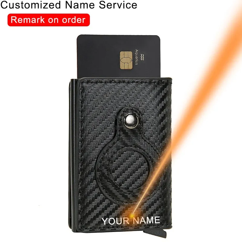 DIENQI Anti Rfid Protection Men Women Credit Card Holder Money Leather Slim Mini Wallet Metal Aluminum Business id Card Case Bag