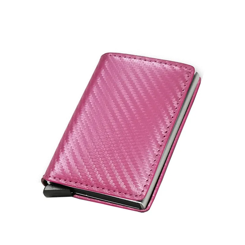 DIENQI Anti Rfid Protection Men Women Credit Card Holder Money Leather Slim Mini Wallet Metal Aluminum Business id Card Case Bag