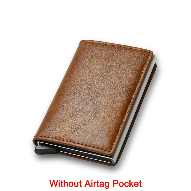 DIENQI Anti Rfid Protection Men Women Credit Card Holder Money Leather Slim Mini Wallet Metal Aluminum Business id Card Case Bag