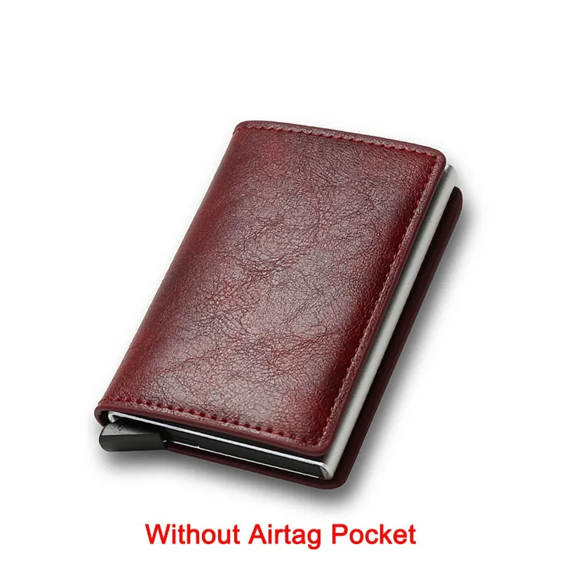 DIENQI Anti Rfid Protection Men Women Credit Card Holder Money Leather Slim Mini Wallet Metal Aluminum Business id Card Case Bag