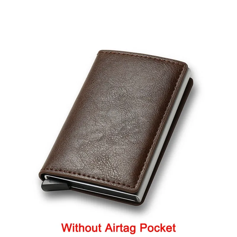 DIENQI Anti Rfid Protection Men Women Credit Card Holder Money Leather Slim Mini Wallet Metal Aluminum Business id Card Case Bag