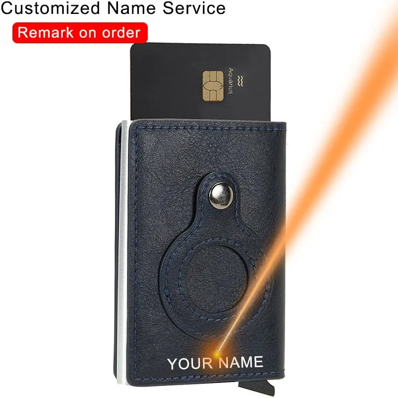 DIENQI Anti Rfid Protection Men Women Credit Card Holder Money Leather Slim Mini Wallet Metal Aluminum Business id Card Case Bag