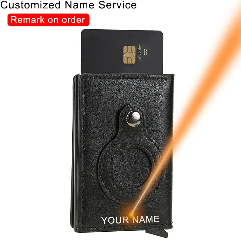 DIENQI Anti Rfid Protection Men Women Credit Card Holder Money Leather Slim Mini Wallet Metal Aluminum Business id Card Case Bag