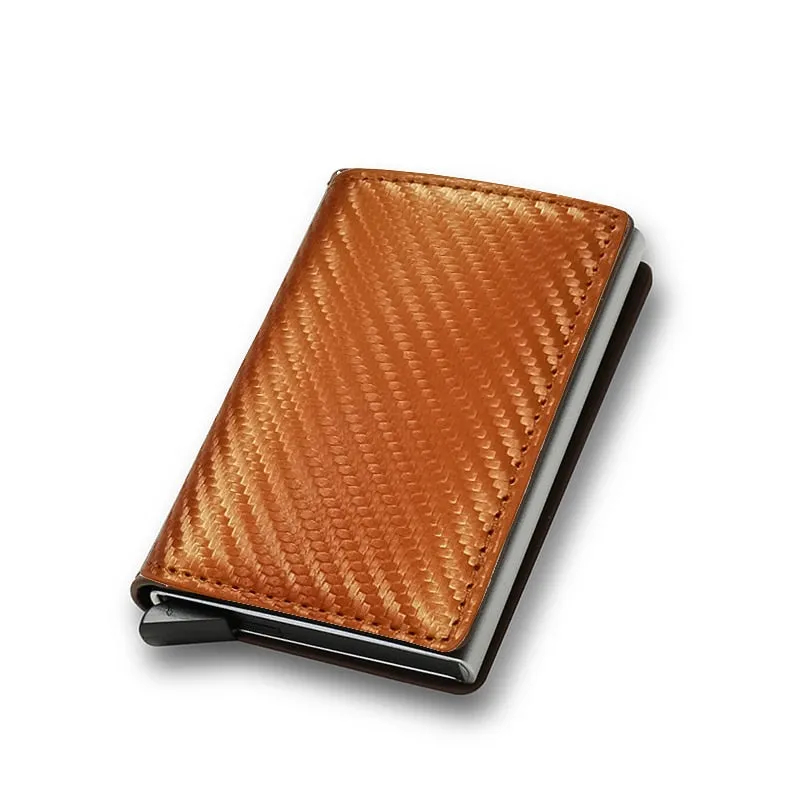 DIENQI Anti Rfid Protection Men Women Credit Card Holder Money Leather Slim Mini Wallet Metal Aluminum Business id Card Case Bag