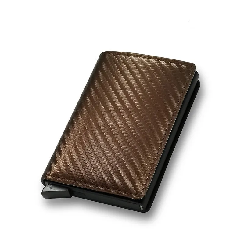 DIENQI Anti Rfid Protection Men Women Credit Card Holder Money Leather Slim Mini Wallet Metal Aluminum Business id Card Case Bag