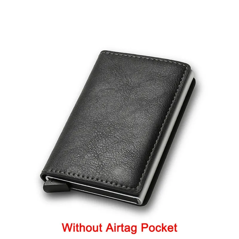 DIENQI Anti Rfid Protection Men Women Credit Card Holder Money Leather Slim Mini Wallet Metal Aluminum Business id Card Case Bag