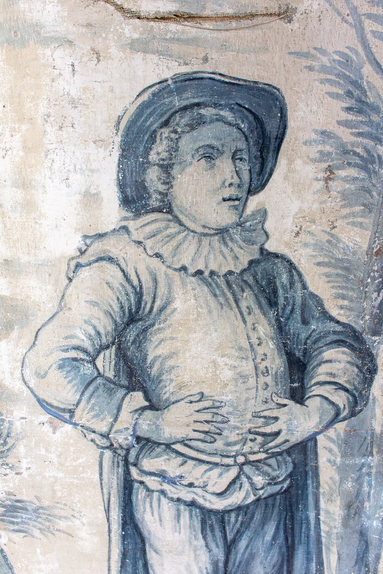 Early 19th Century French Painted Screen Panels in Blue and White