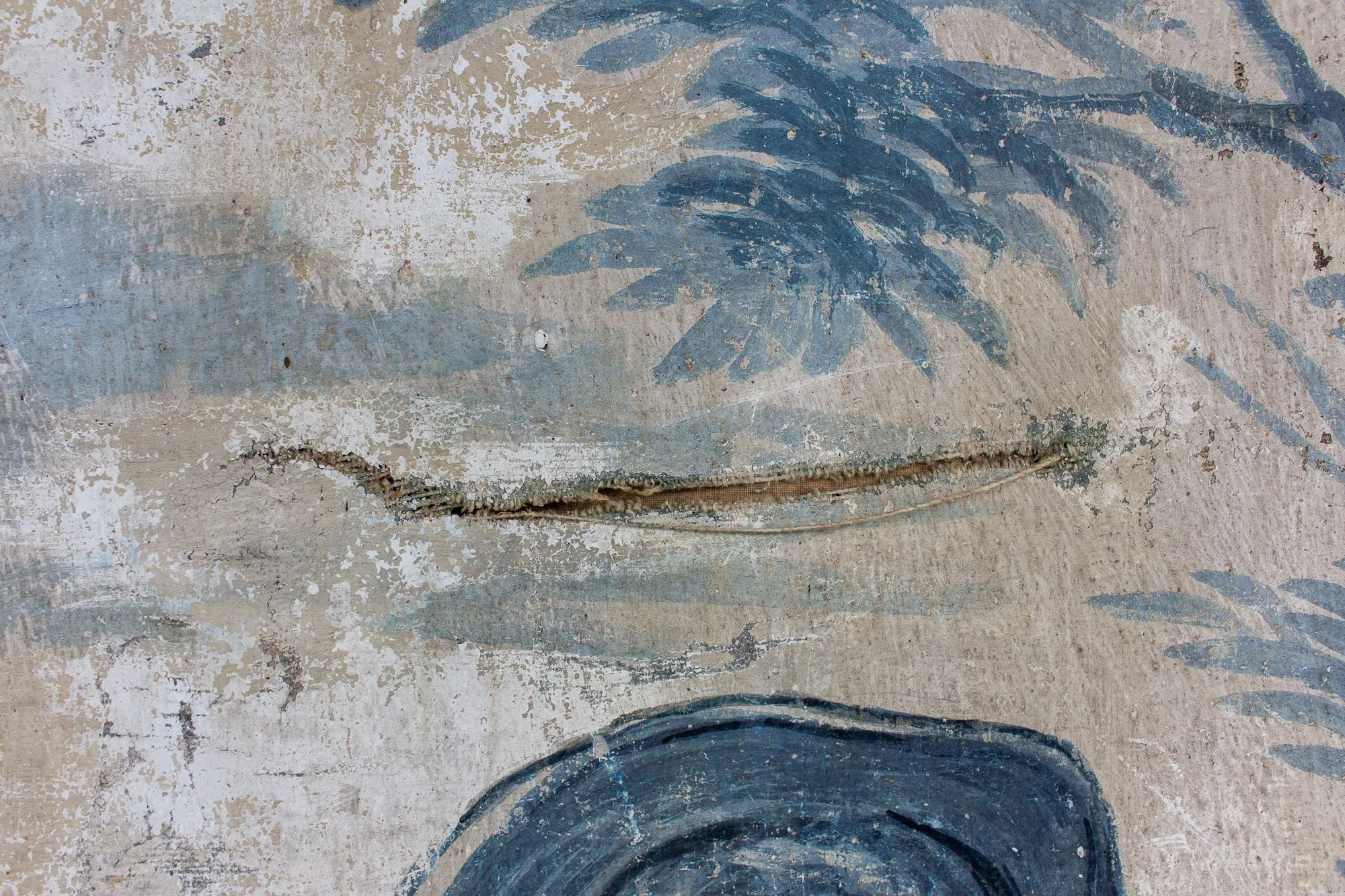Early 19th Century French Painted Screen Panels in Blue and White