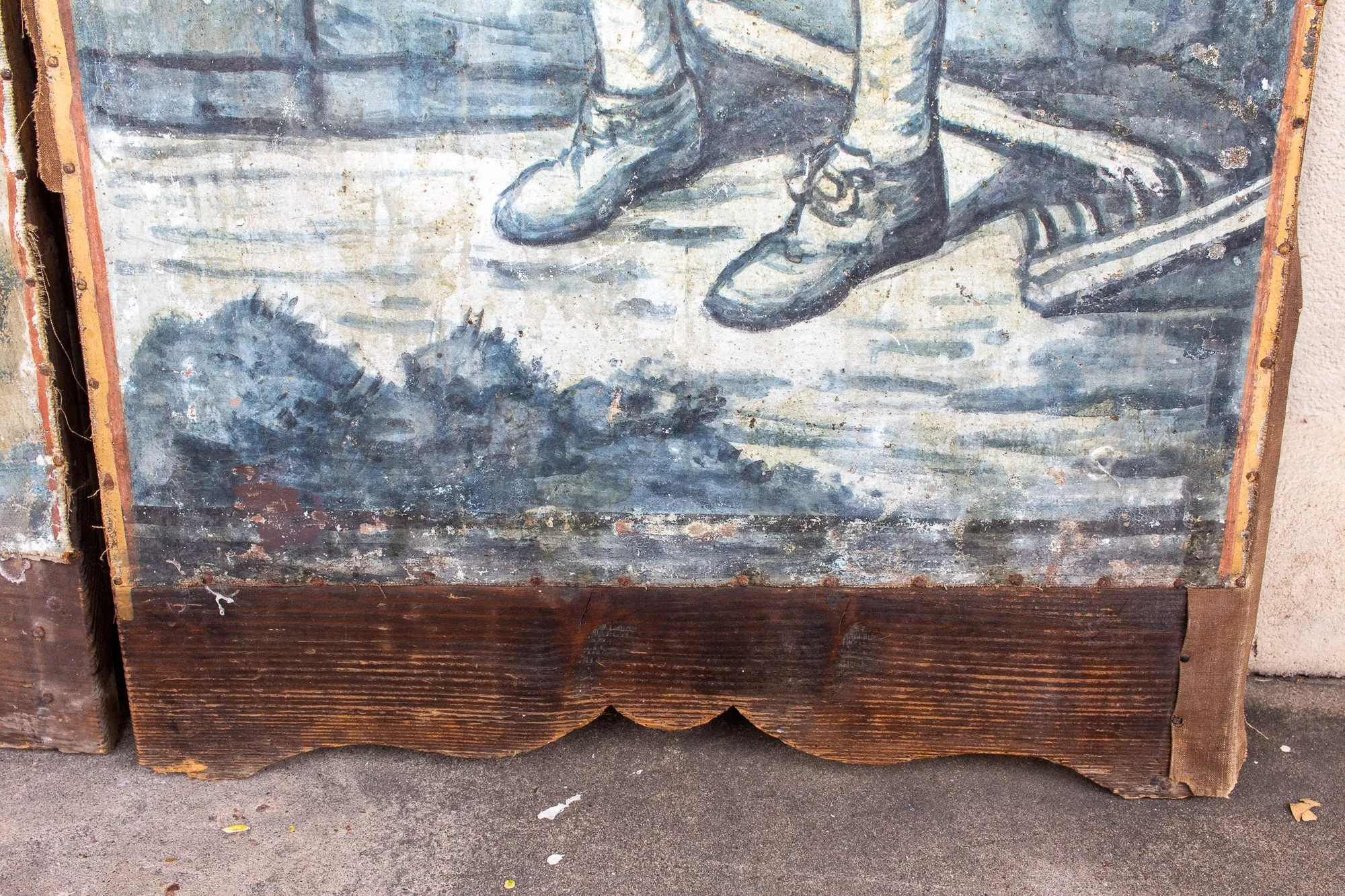 Early 19th Century French Painted Screen Panels in Blue and White