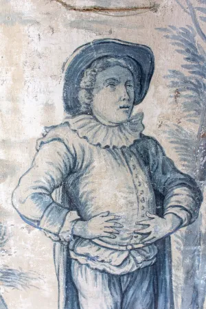 Early 19th Century French Painted Screen Panels in Blue and White