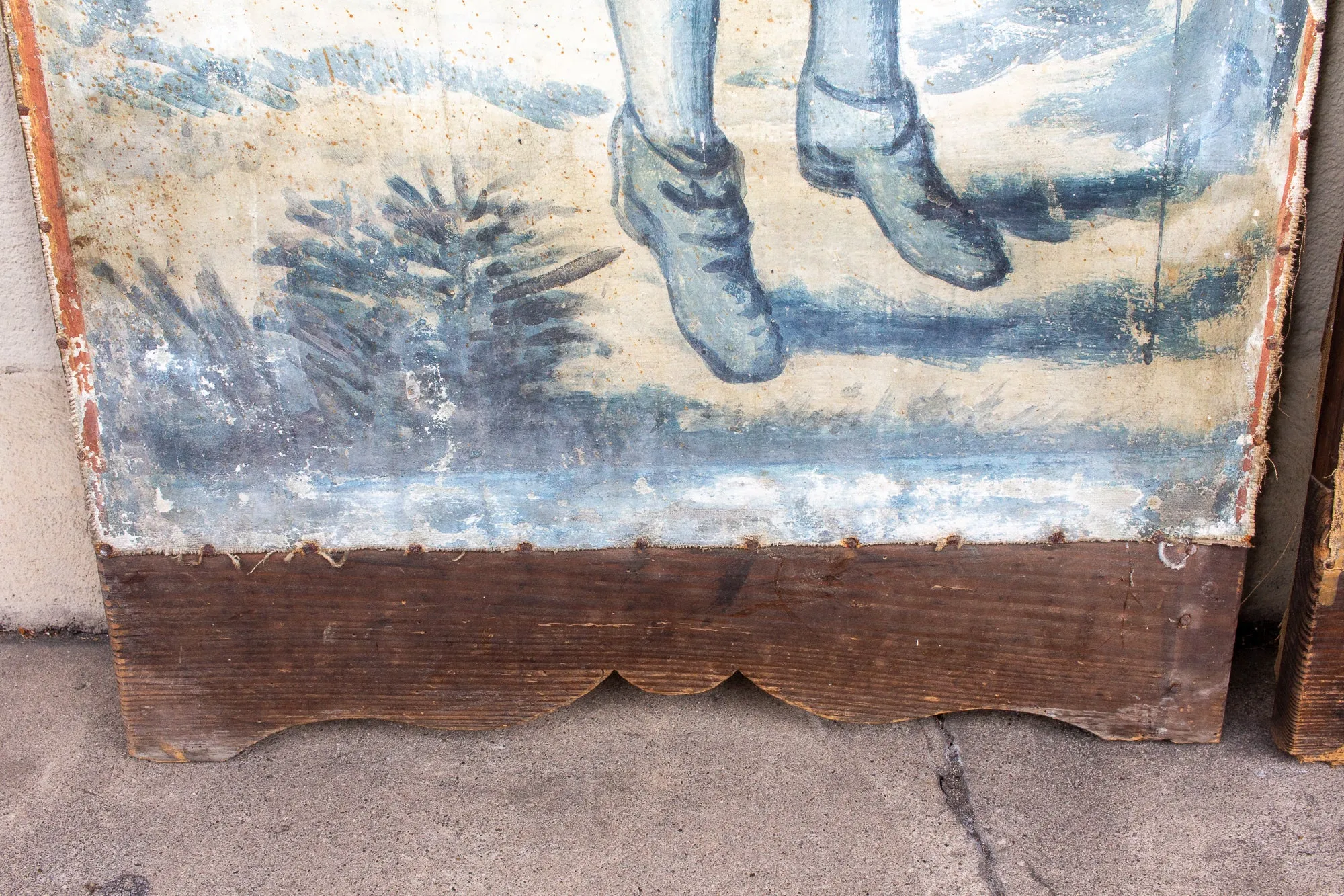 Early 19th Century French Painted Screen Panels in Blue and White