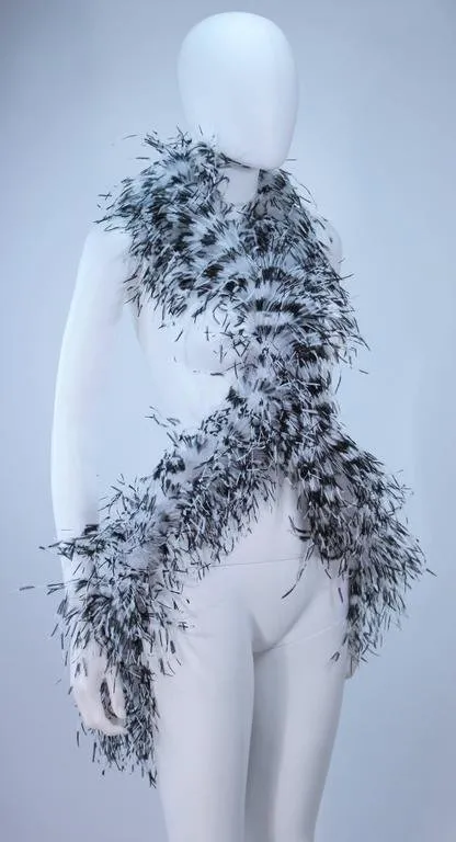 ELIZABETH MASON COUTURE White Ostrich Wrap, Rhinestone Closure