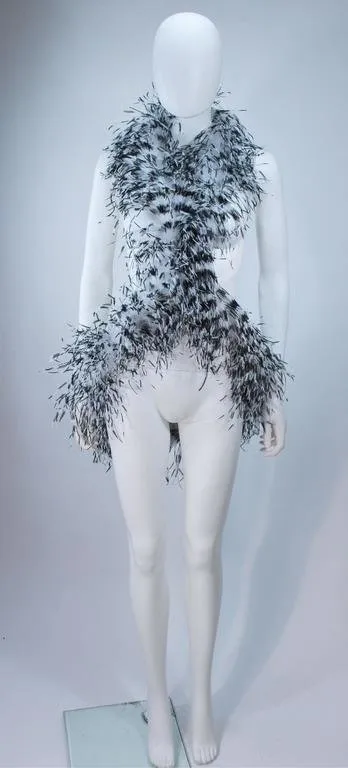 ELIZABETH MASON COUTURE White Ostrich Wrap, Rhinestone Closure
