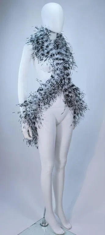 ELIZABETH MASON COUTURE White Ostrich Wrap, Rhinestone Closure