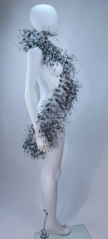 ELIZABETH MASON COUTURE White Ostrich Wrap, Rhinestone Closure